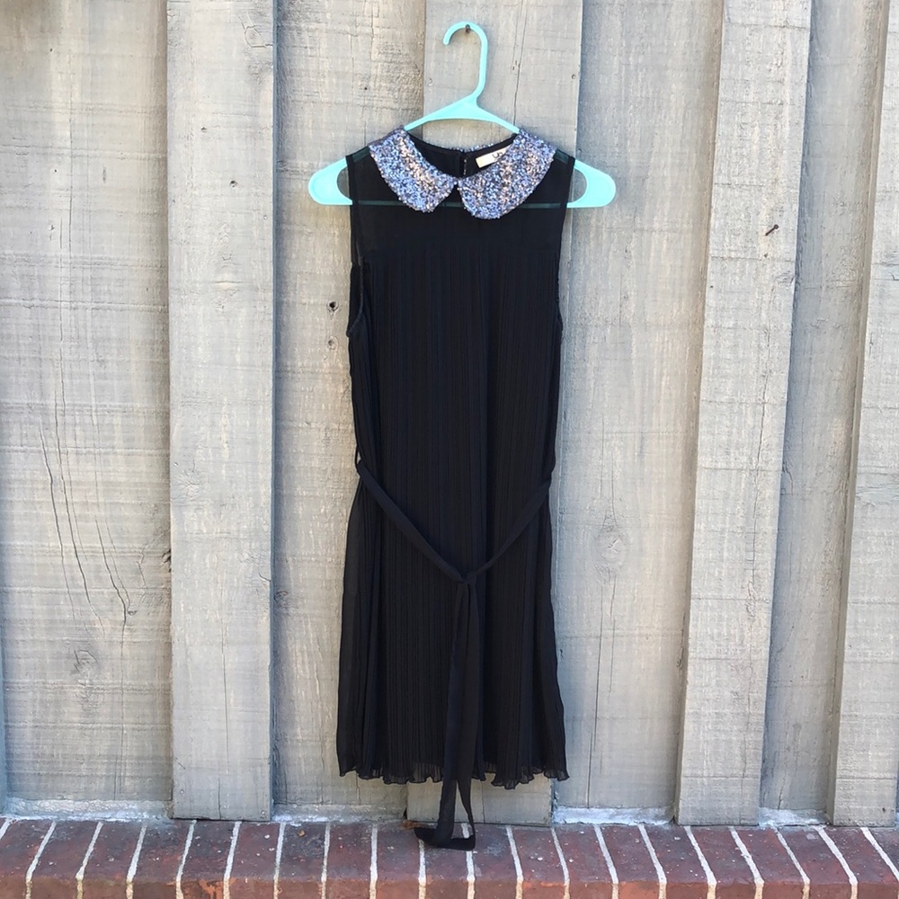 Ya Los Angeles Black Dress with Sequin Collar
